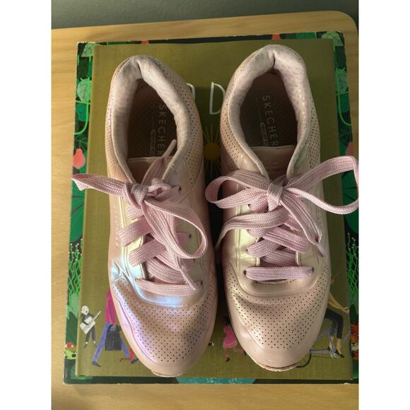 Sketchers Uno Light Metallic Iridescent Pink Sneakers ~ Comfy & Cool ~ Size 3 - Picture 7 of 7